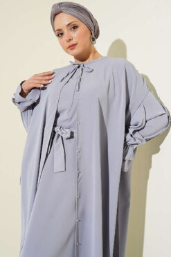Alternative view of Pearl Embellished Butterfly Cape Dress Grey