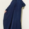 Pearl Embellished Butterfly Cape Dress Navy Blue