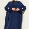 Pearl Embellished Butterfly Cape Dress Navy Blue - immagine 2