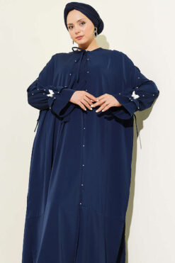 Alternative view of Pearl Embellished Butterfly Cape Dress Navy Blue