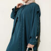 Pearl Embellished Butterfly Cape Dress Petrol - immagine 2