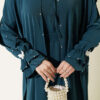 Pearl Embellished Butterfly Cape Dress Petrol - immagine 4