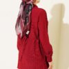 Lace-Up Shirt with Stone Buttons Burgundy - immagine 3