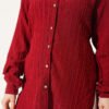 Lace-Up Shirt with Stone Buttons Burgundy - immagine 4