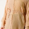 Lace-Up Shirt with Stone Buttons Latte - immagine 4