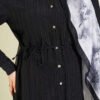 Lace-Up Shirt with Stone Buttons Black – Image 4