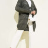 Patterned Knit Cardigan with Tie Closure Khaki - immagine 2