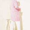 ⁦Patterned Knit Cardigan with Tie Closure Pink⁩ - الصورة ⁦3⁩