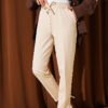 Belted Tapered Pants with String Detail Stone