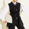 Ruffled Lace Vest Two-Piece Set Black - Imagen 2