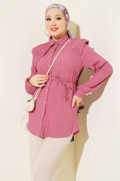 Belted Top with Piece Detail Magenta