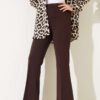 Flared Waistband Double Pants Dark Brown - Imagen 2