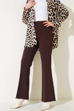 Alternative view of Flared Waistband Double Pants Dark Brown