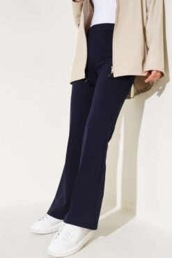 Alternative view of Flared Waistband Double Pants Navy Blue