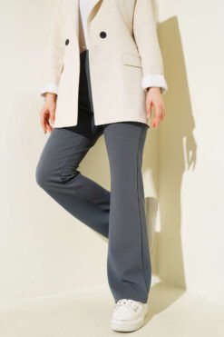 Spanish Flared Waistband Trousers Smoke