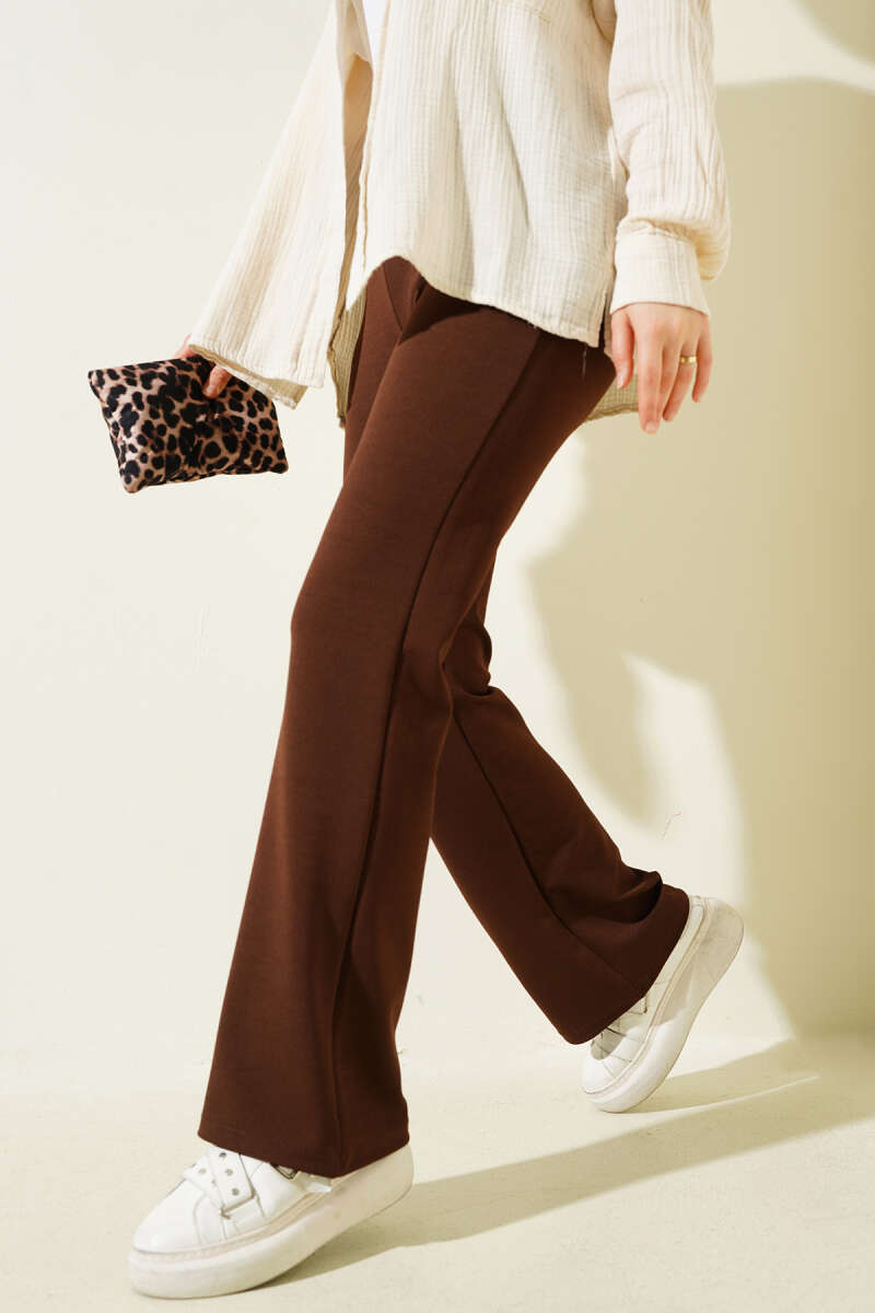 Spanish Flared Waistband Trousers Brown - immagine 2