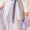 Striped Belted Skirt Blue - immagine 4