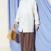 Striped Two-Piece Set with Cuffed Sleeves Ice Blue - Imagen 2