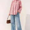 ⁦Striped Stand Collar Tunic Pink⁩ - الصورة ⁦3⁩