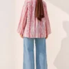 ⁦Striped Stand Collar Tunic Pink⁩ - الصورة ⁦4⁩