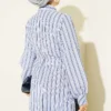 Striped Lace-Up Detail Shirt Blue - Afbeelding 3