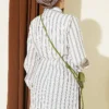 Striped Lace-Up Detail Shirt Green - immagine 3