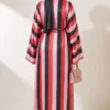 Striped Satin Long Tunic with Slit Pink - Image 4