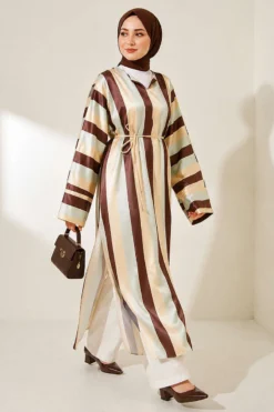 Alternatieve weergave van Striped Satin Long Tunic with Slit