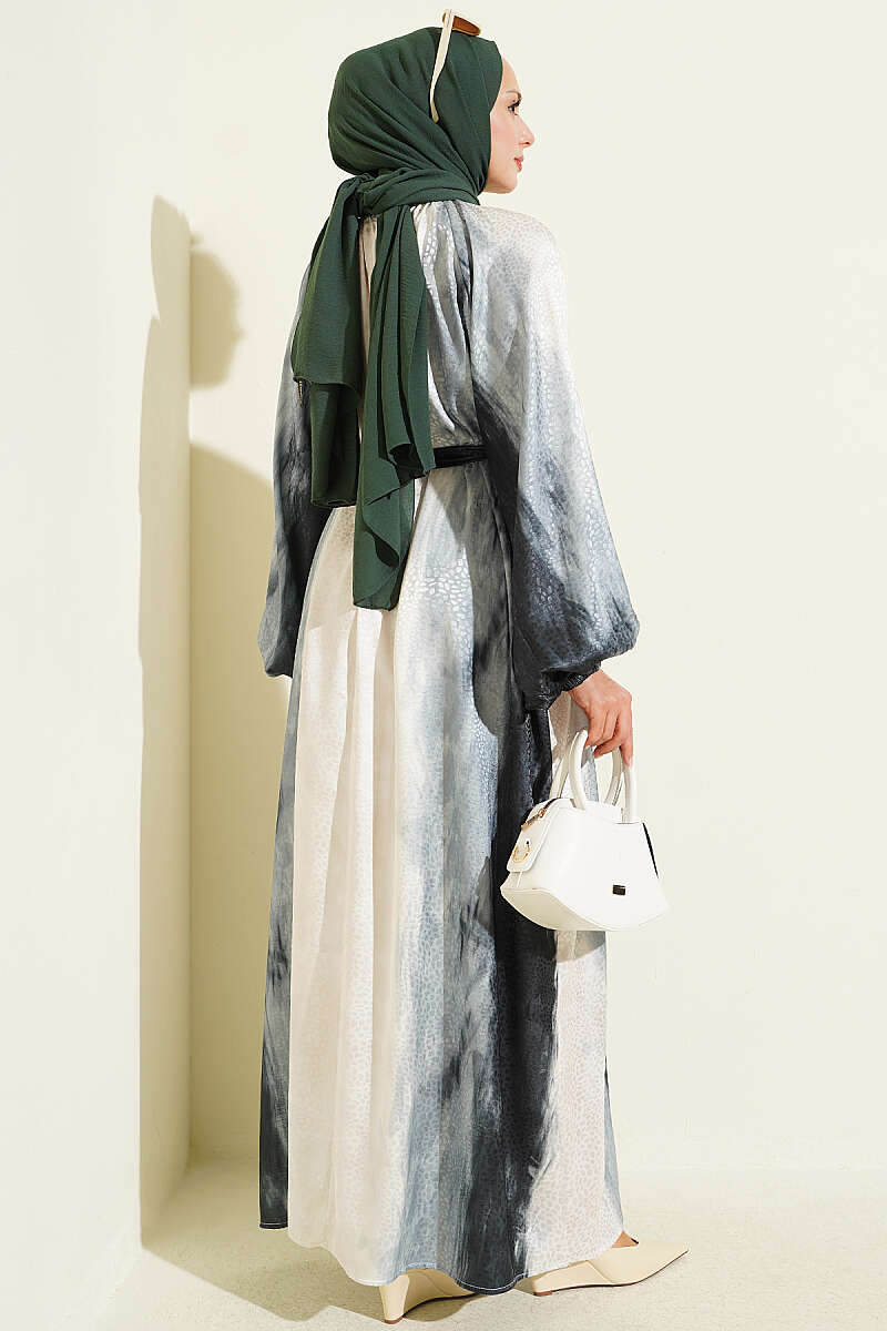 Jacquard Patterned Raglan Sleeve Dress Emerald - Imagen 3