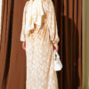 Jacquard Pile Detail Dress Beige - Image 3
