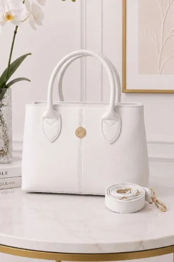 Short Handle Zippered Women's Handbag White