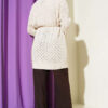 Textured Patterned Sweater Cardigan Beige - Afbeelding 3