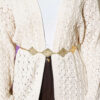 Textured Patterned Sweater Cardigan Beige - Afbeelding 4