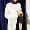 Textured Patterned Sweater Cardigan Ecru