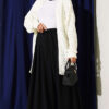 Textured Patterned Sweater Cardigan Ecru - Image 2