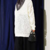Textured Patterned Sweater Cardigan Ecru - Image 3