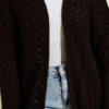 Textured Patterned Sweater Cardigan Brown – Bild 4
