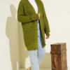 Textured Patterned Sweater Cardigan Green - الصورة 2