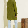 Textured Patterned Sweater Cardigan Green - الصورة 3