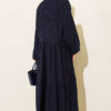 Textured Pattern Buttoned Midi Dress Navy Blue - Image 3