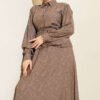 Embroidered Pattern Tie Waist Skirt Set Mink – Bild 2