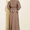 Embroidered Pattern Tie Waist Skirt Set Mink – Bild 3