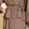 Embroidered Pattern Tie Waist Skirt Set Mink – Bild 4