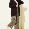 Textured Pattern Basic Knit Cardigan Dark Brown – Image 2