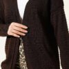 Textured Pattern Basic Knit Cardigan Dark Brown – Image 4
