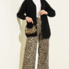 Textured Pattern Basic Knit Cardigan Black - Afbeelding 2