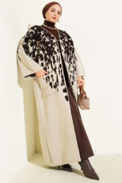 Alternative view of Textured Knit Long Cardigan Dark Brown