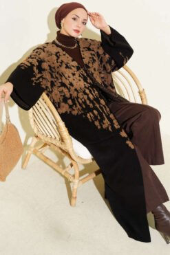 Textured Knit Long Cardigan Mink