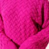 Textured Batwing Sleeve Knit Sweater Fuchsia - الصورة 4