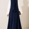 ⁦Thick Strap Tencel Dress Navy Blue⁩ - الصورة ⁦4⁩